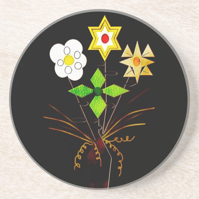 Posavasos de arenisca "Entrega de flores" (Frente)