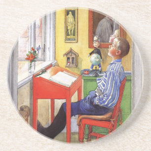 Posavasos De Arenisca Esbjorn haciendo sus deberes de Carl Larsson