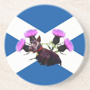 Posavasos De Arenisca Escocia terrier escocés, cardo