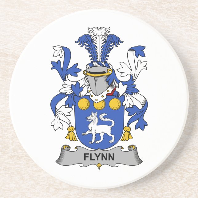 Posavasos De Arenisca Escudo de la familia de Flynn (Frente)