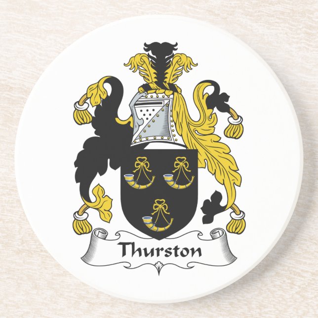 Posavasos De Arenisca Escudo de la familia de Thurston (Frente)