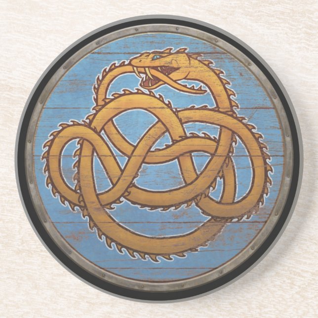 Posavasos De Arenisca Escudo de Viking - Jörmungandr (Frente)