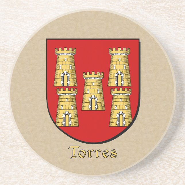 Posavasos De Arenisca Escudo heráldico de Torres (Frente)
