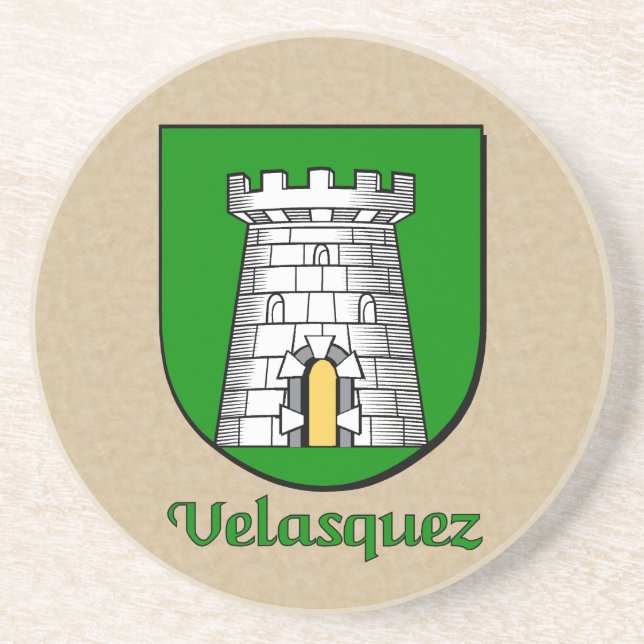 Posavasos De Arenisca Escudo heráldico Velasquez (Frente)