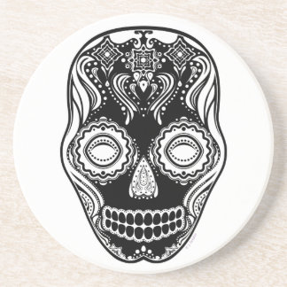 Posavasos De Arenisca Ese Chica Calavera Dia de los Muertos Negro