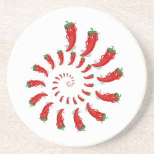 Posavasos De Arenisca Espiral de diva de pimienta roja