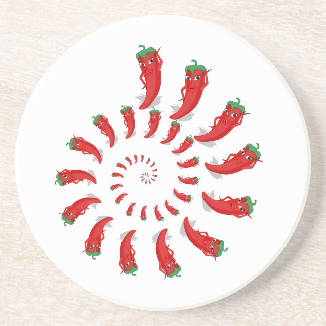 Posavasos De Arenisca Espiral de diva de pimienta roja (Frente)