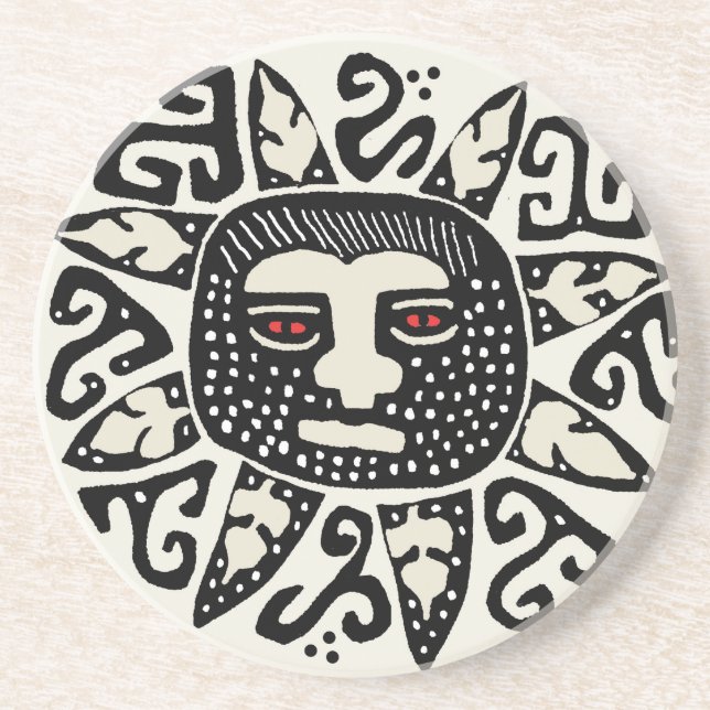 Posavasos De Arenisca Espíritu de sol indio tribal (Frente)