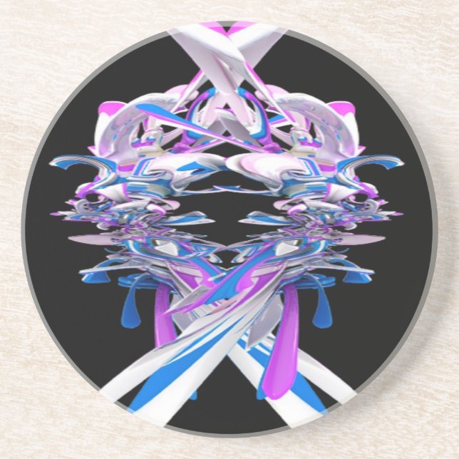 Posavasos De Arenisca Esplusa 3D azul y blanco púrpura (Frente)