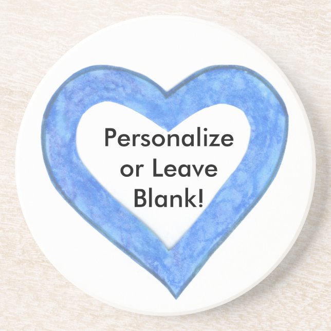 Posavasos De Arenisca Esquema azul del corazón (Frente)