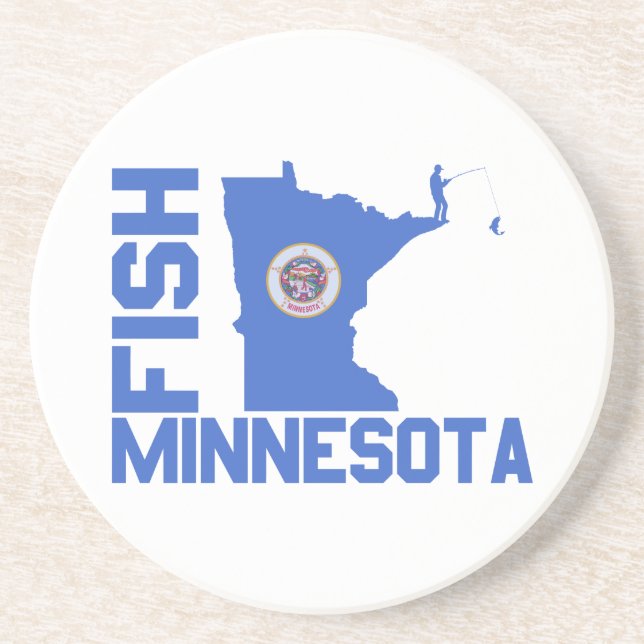 Posavasos De Arenisca Esquema de estado de Pescado Minnesota (Frente)