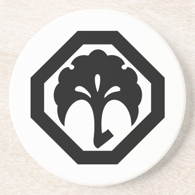 Posavasos De Arenisca Esquina cortada con ginkgo (Frente)