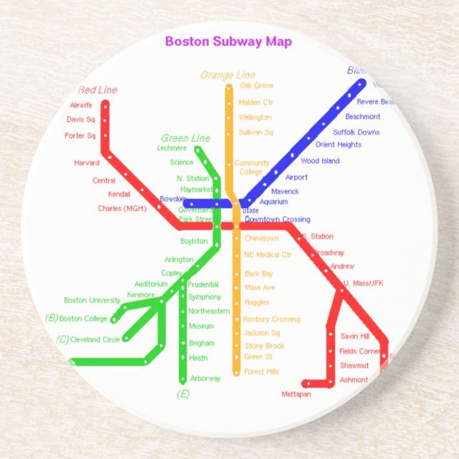 Posavasos De Arenisca Estación de metro de Boston (Frente)