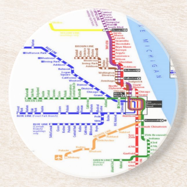 Posavasos De Arenisca Estación de metro de Chicago (Frente)