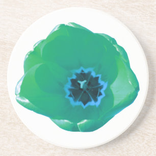 Posavasos De Arenisca Estaciones de tulipanes verdes y azules
