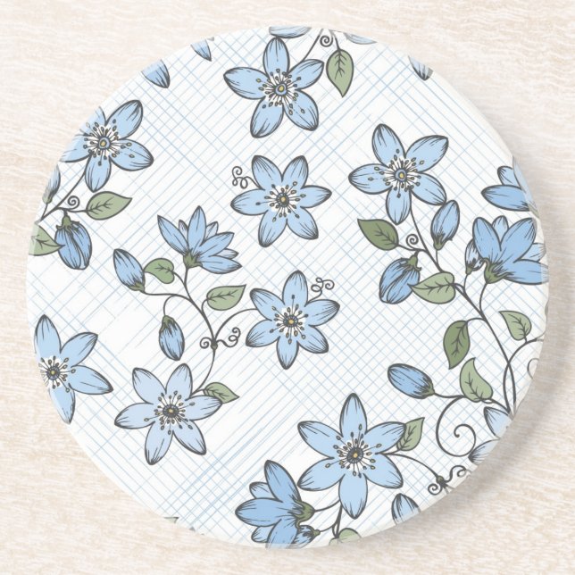 Posavasos De Arenisca Estampado de flores 2 (Frente)