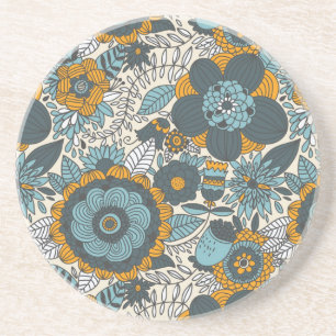Posavasos De Arenisca Estampado de flores del vintage