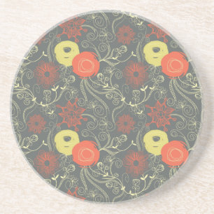 Posavasos De Arenisca Estampado de flores retro