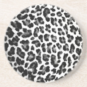 Posavasos De Arenisca Estampado leopardo negro y blanco