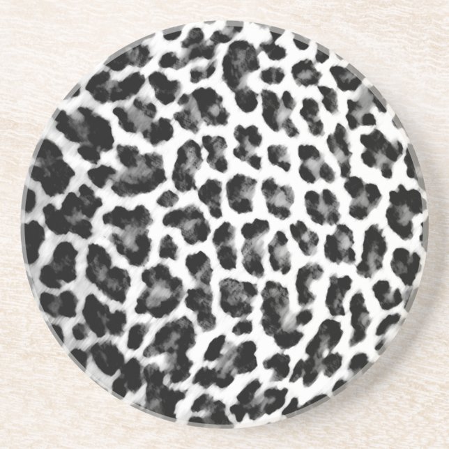 Posavasos De Arenisca Estampado leopardo negro y blanco (Frente)
