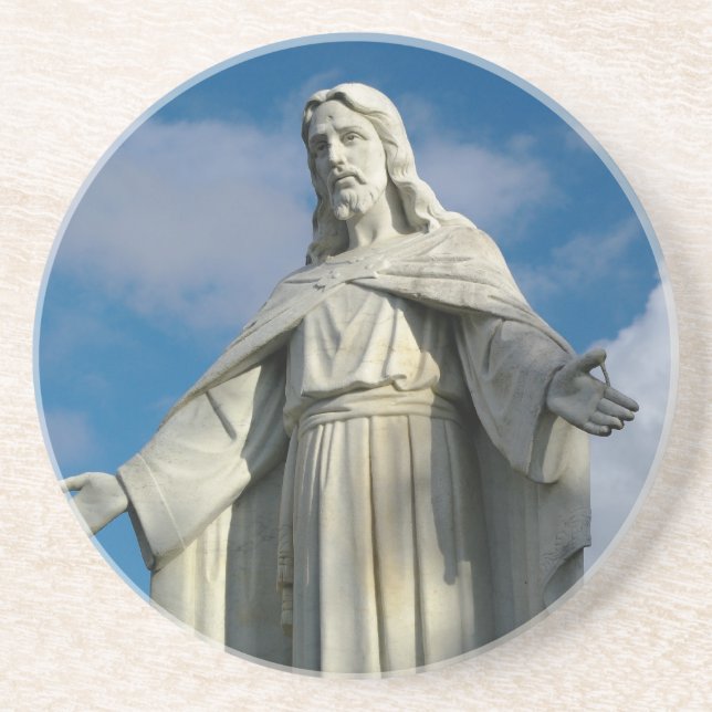 Posavasos De Arenisca Estatua de Jesucristo (Frente)