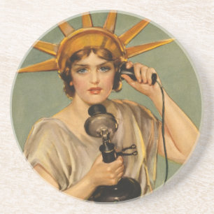 Posavasos De Arenisca Estatua de la Libertad, anuncio de guerra patrióti