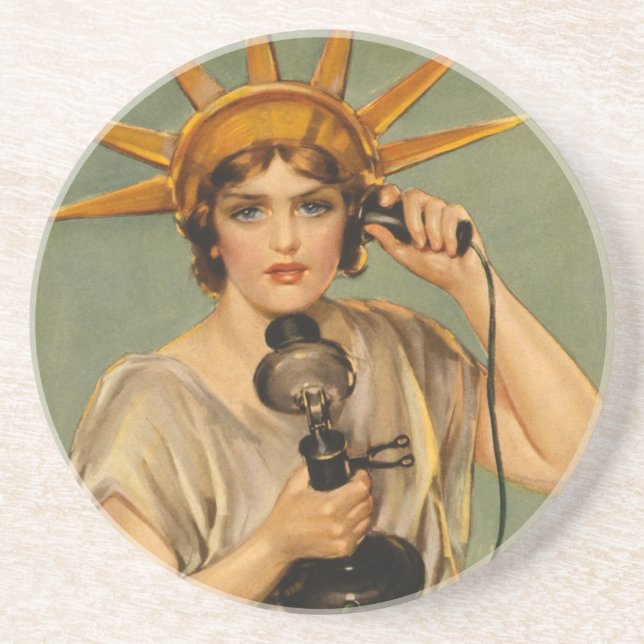 Posavasos De Arenisca Estatua de la Libertad, anuncio de guerra patrióti (Frente)