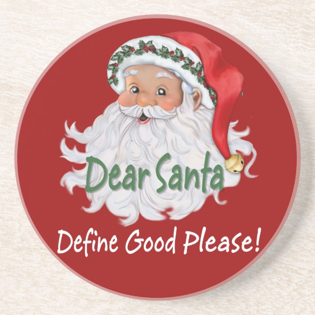 Posavasos De Arenisca Estimado Santa Define Good (Frente)