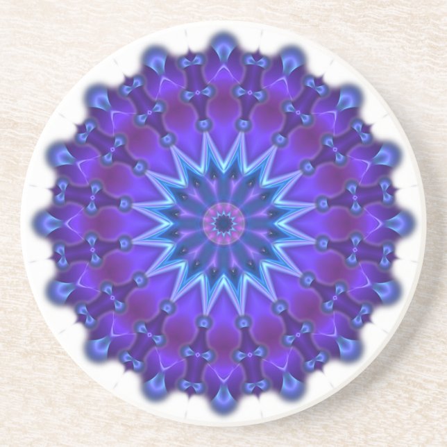 Posavasos De Arenisca Estrella de Mandala en azul (Frente)