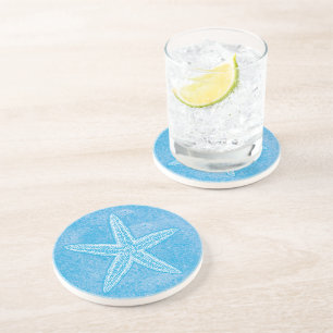 Posavasos De Arenisca Estrella de Mar Aqua Azul