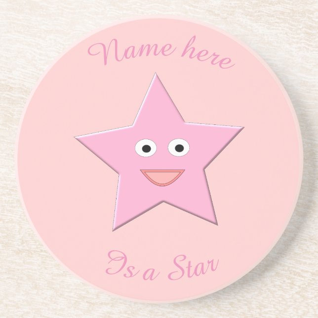 Posavasos De Arenisca Estrella rosada de bonito (Frente)