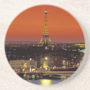 Posavasos De Arenisca Europa, Francia, París. Vista de la puesta de sol