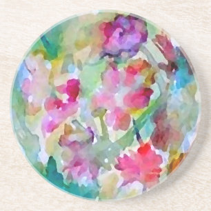 Posavasos De Arenisca Extracto de la acuarela del jardín de flores de