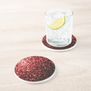 Posavasos De Arenisca Falso brillo rojo oscuro glamour destellos