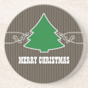 Posavasos De Arenisca Fancy Christmas Tree Swirls Coaster