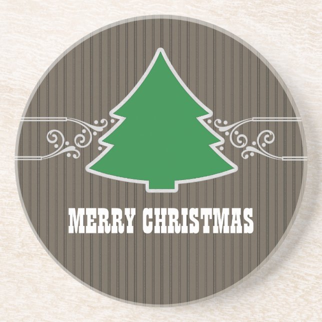 Posavasos De Arenisca Fancy Christmas Tree Swirls Coaster (Frente)