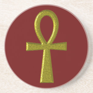 Posavasos De Arenisca Fancy Gold Ankh Coaster
