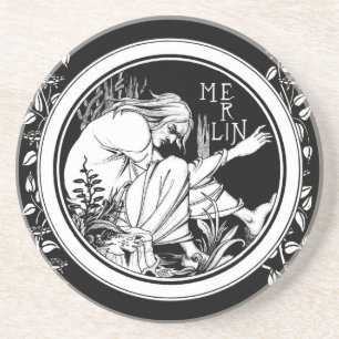 Posavasos De Arenisca Fantasía Art Nouveau de Merlin