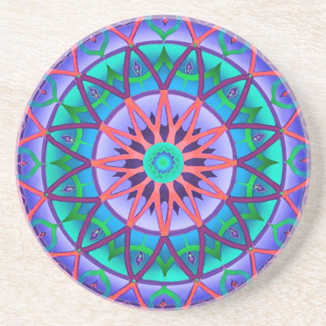 Posavasos De Arenisca Fantasía circular del práctico de costa en lavanda (Frente)