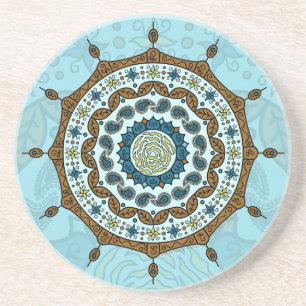 Posavasos De Arenisca Fantasía de Mehndi en Coaster de Arenisca de Cobre