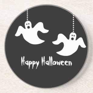 Posavasos De Arenisca Fantasma colgante de Halloween, negro