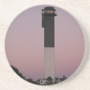 Posavasos De Arenisca Faro de la isla de Sullivan en la puesta del sol