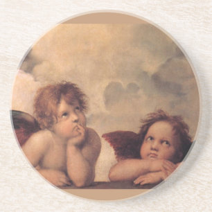 Posavasos De Arenisca fe angel Raphael vintage antigua bendición de pint