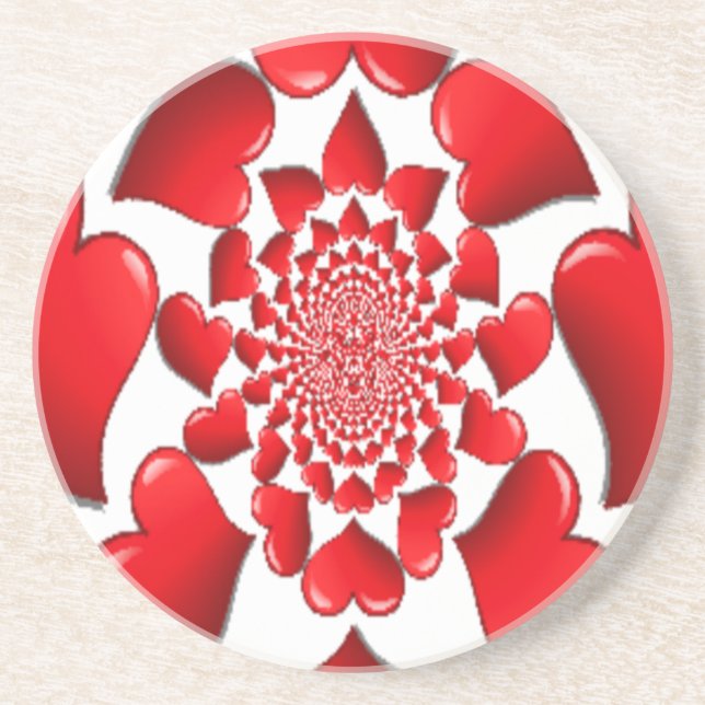 Posavasos De Arenisca Felices Corazones Rojos Grandes de San Valentín (Frente)