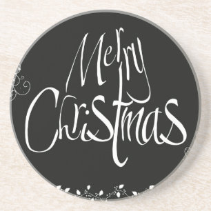 Posavasos De Arenisca Felices Navidad blancos y negros