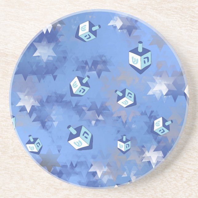 Posavasos De Arenisca Feliz Hanukkah cayendo estrella y sueños (Frente)