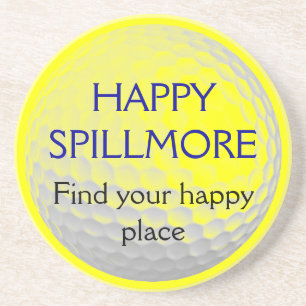 Posavasos De Arenisca Feliz Spillmore Encuentra tu Feliz Lugar de golf
