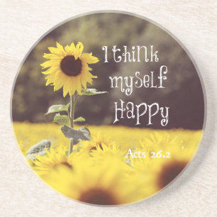 Posavasos De Arenisca Feliz Verso de la Biblia con girasoles