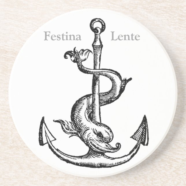 Posavasos De Arenisca Festina Lente - Hacer el casto lentamente (Frente)