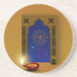 Posavasos De Arenisca Festividad feliz Diwali fuegos artificiales - Pasc